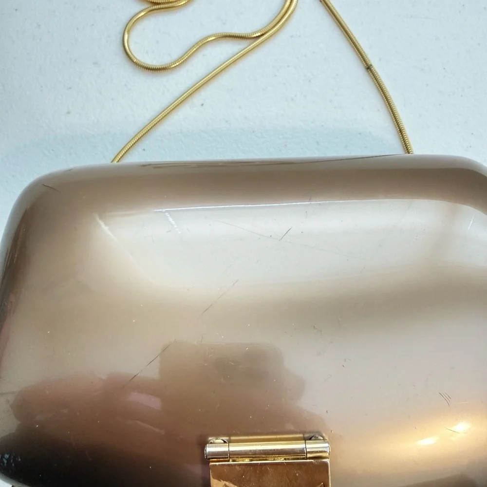 Gold-Tone Metallic Clutch Shoulder Bag